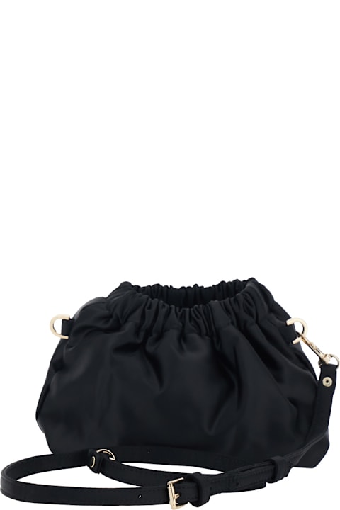 Homeware N.21 Black Crossbody Bag With Drawstring Closure And Logo Detail On The Front In Tech Fabric Girl