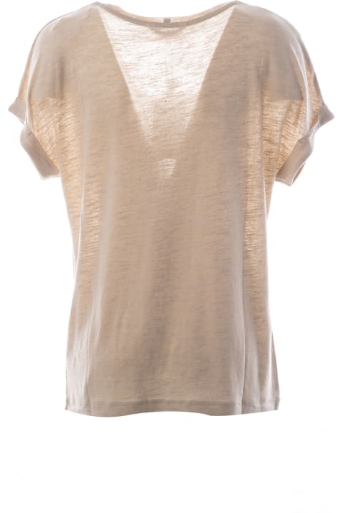T-shirt With Oval Neckline And Turn-ups