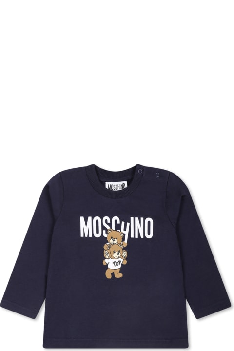 Moschino for Kids Moschino Blue T-shirt For Babykids With Teddy Bear