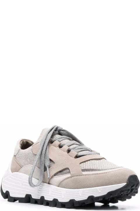 Suede And Lurex Sneakers With Monile Detail Brunello Cucinelli Woman