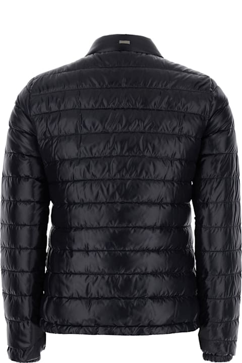Homeware Herno Black Quilted Down Jacket With Raised Collar And Front Pockets In Tech Fabric Woman