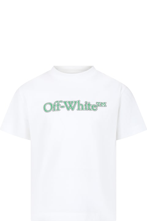 ボーイズ トップス Off-White White T-shirt For Boy With Logo