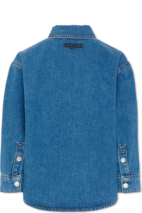 Kenzo Kids for Women Kenzo Kids Blue Denim Shirt For Kids With Tiger And Logo