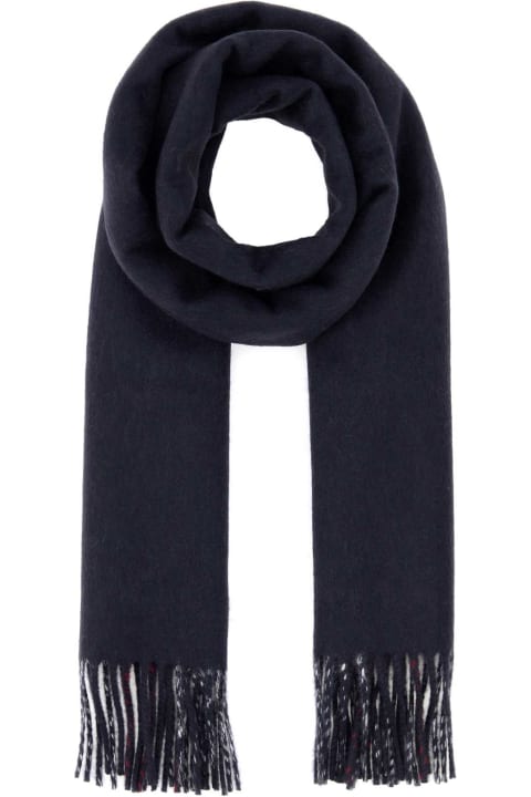Burberry for Men Burberry Navy Blue Cashmere Reversible Scarf