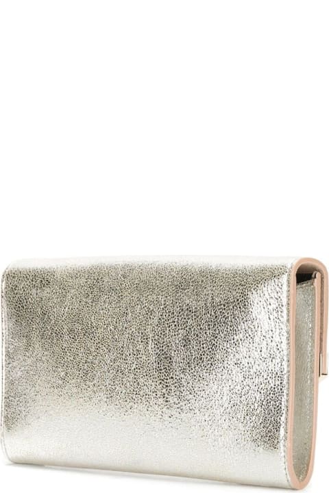 Bags for Women Jimmy Choo Emmie Clutch Bag In Champagne Leather With Glitter