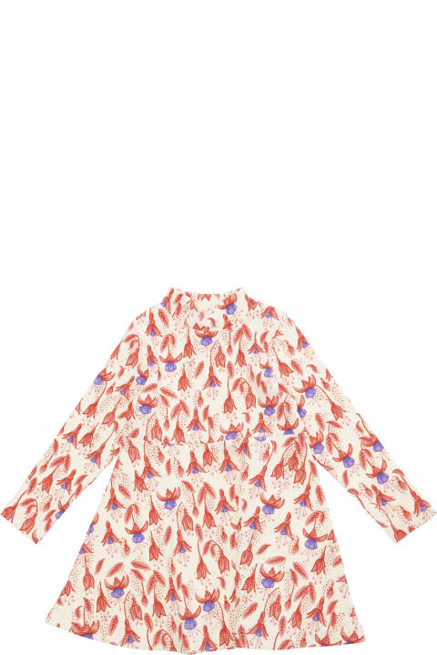 Mini Rodini Dresses for Girls Mini Rodini Red Dress With Round Neck And All-over Floral Motif In Cotton Stretch Girl