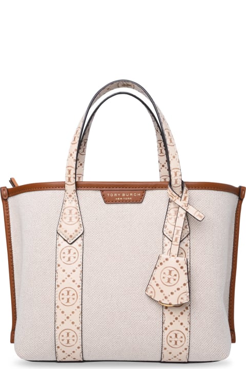 Totes for Women Tory Burch Small 'perry' Shopping In Tela Cream