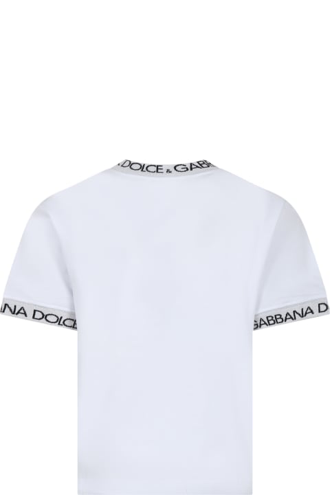 Dolce & Gabbanaのボーイズ Dolce & Gabbana White T-shirt For Kids With Logo