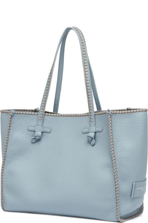 Fashion for Women Gianni Chiarini Light Blue Marcella Shopping Bag In Bubble Leather