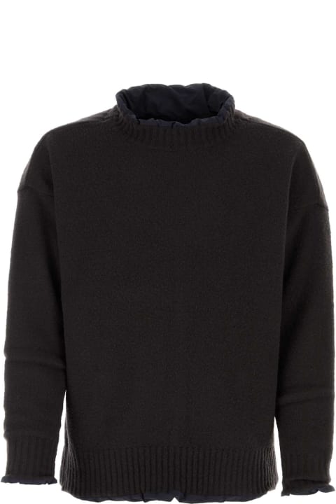 Sacai Sweaters for Men Sacai Black Wool Blend Reversible Knit Pullover