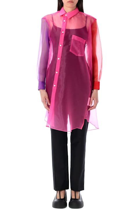 Comme des Garçons Asymmetric Color Block Organza Shirt