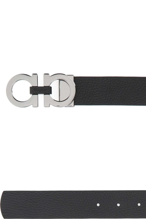 Ferragamo for Men Ferragamo Black Leather Reversible Belt