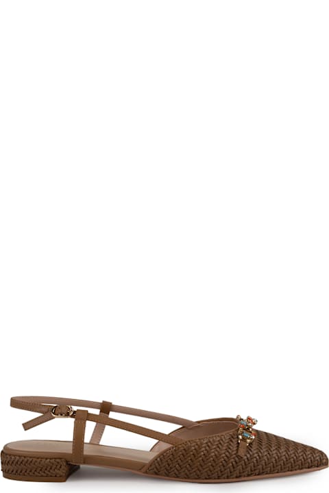 Homeware TwinSet Raffia Sandal With Jeweled Clamp