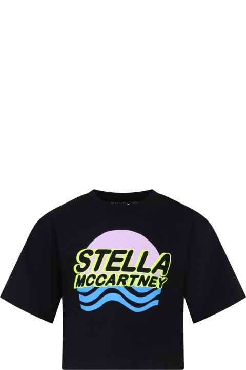 Stella McCartney Kids T-Shirts & Polo Shirts for Girls Stella McCartney Kids Black T-shirt For Girl With Logo