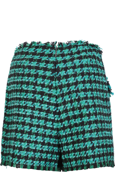 Fashion for Women MSGM Tweed Houndstooth-pattern Emerald Green Shorts