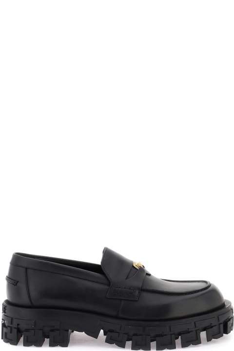 Shoes for Men Versace Leather Loafers