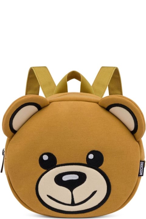 خصم على الأطفال Moschino Brown Bear Shaped Backpack With Adjustable Shoulder Straps And Top Zip Closure In Cotton Blend Baby