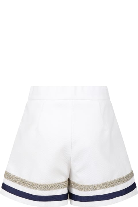Gennyのガールズ Genny White Shorts For Girl With Blue And Lurex Details