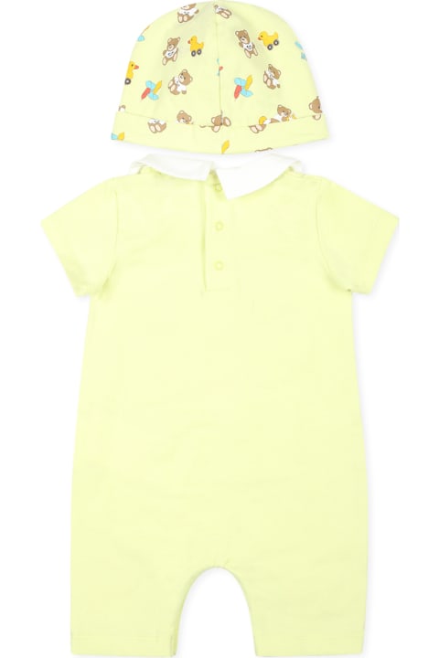 Homeware Moschino Yellow Romper Set For Babykids With Teddy Bear