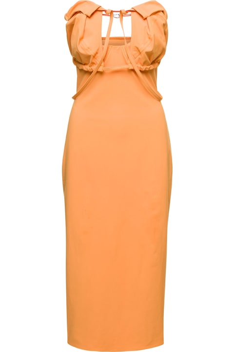 Clothing for Women Jacquemus Orange Midi Dress La Robe Bikini In Cotton Blend Woman