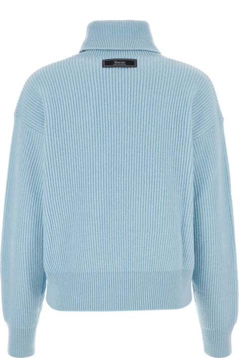 Clothing Sale for Women Versace Light Blue Wool Sweater