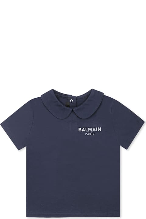Balmain لـ Kids Balmain Blue T-shirt For Baby Girl With Logo