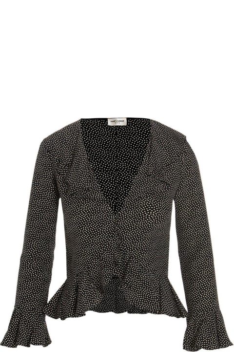 Fashion for Women Saint Laurent Ruffle-trim Long-sleeved Blouse