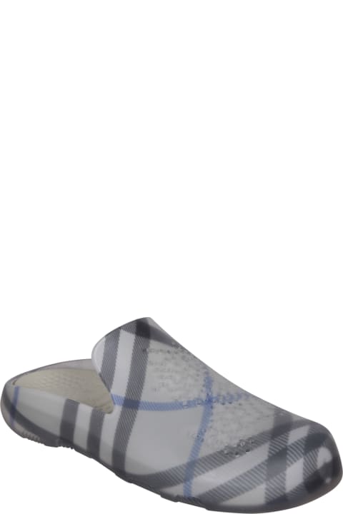 Burberry Women Burberry Blue/grey Check Clog Shoes