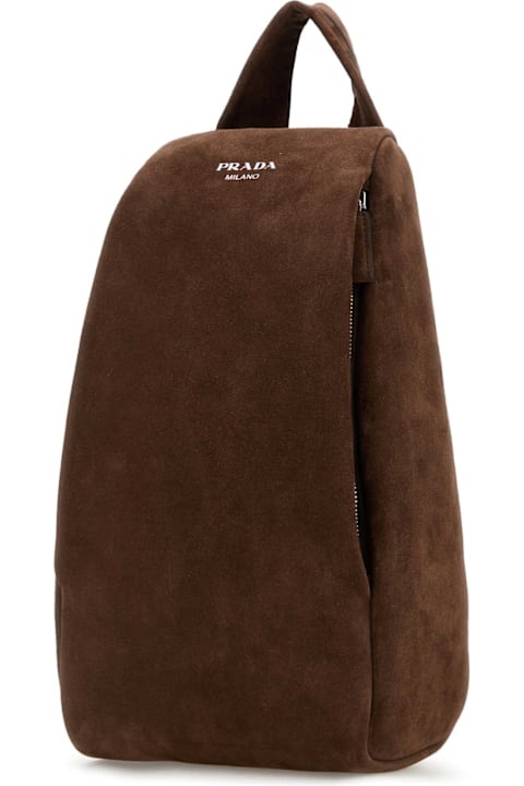 Backpacks for Men Prada Brown Suede Backpack
