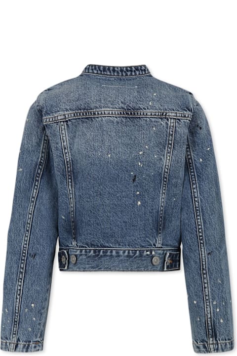 MM6 Maison Margiela Coats & Jackets for Girls MM6 Maison Margiela Light Blue Jacket For Girl With Paint Splashes