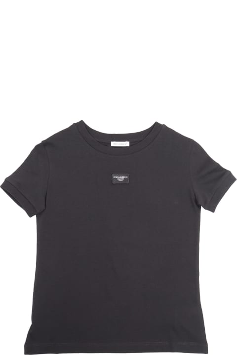 Dolce & Gabbana T-Shirts & Polo Shirts for Girls Dolce & Gabbana Black D&g T-shirt