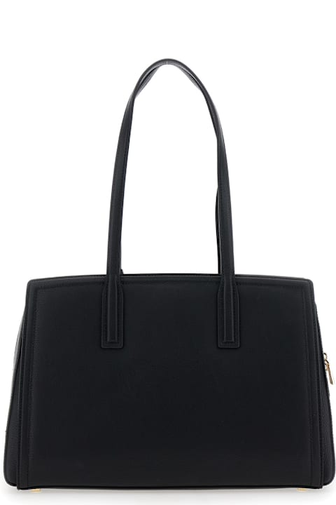 MICHAEL Michael Kors Totes for Women MICHAEL Michael Kors 'laila Medium' Black Handbag With Logo Lettering And Metallic Pendant On The Front In Leather Woman