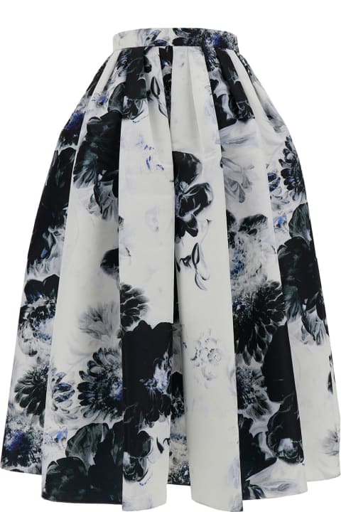 Pleated Midi Skirt Recycled Polyfaille Print