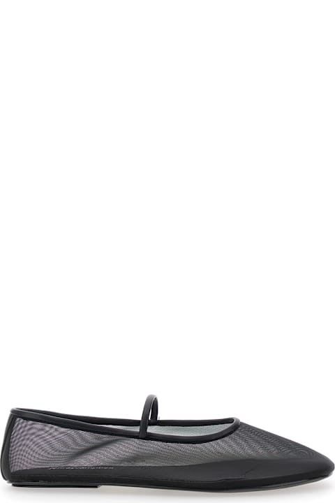 Jeffrey Campbell Shoes for Women Jeffrey Campbell 'swan-lake' Black Ballet Shoes With Strap And Semi Sheer Design In Mesh Woman