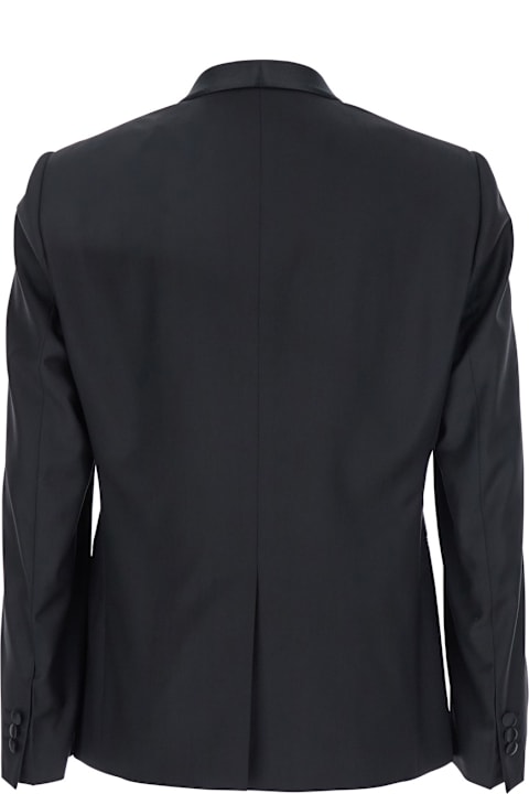 Emporio Armani لـ Men Emporio Armani Black Single Breasted Jacket With Back Slit In Virgin Wool Man