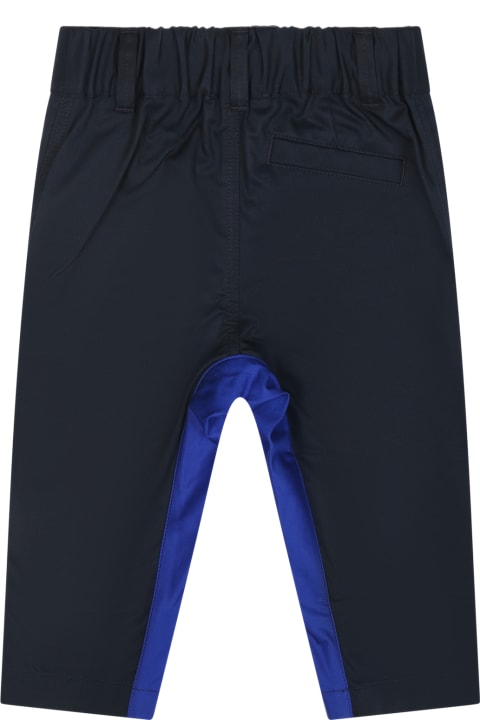 Sale for Baby Boys Burberry Blue Trousers For Baby Boy With Embroidery