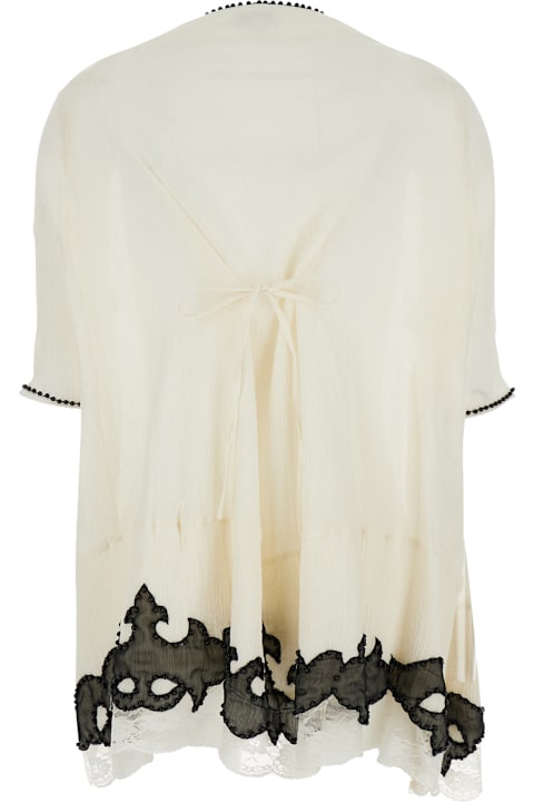 Anjuna Clothing for Women Anjuna 'lalla' White Dress With Contrasting Details And Applied Beads In Fabric Woman