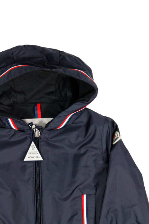 Sale for Baby Boys Moncler Windproof Jacket Granduc With Hood And Elasticated Cuffs And Bottom. Zip Closure