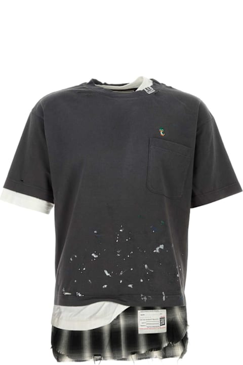 Mihara Yasuhiro لـ Men Mihara Yasuhiro Dark Grey Cotton Layered T-shirt