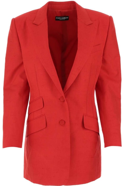 ウィメンズ新着アイテム Dolce & Gabbana Red Silk Blend Blazer