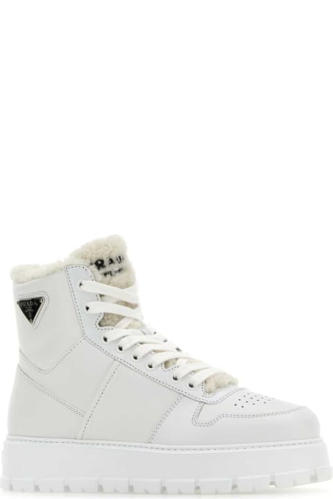 Shoes Sale for Women Prada White Leather Sneakers