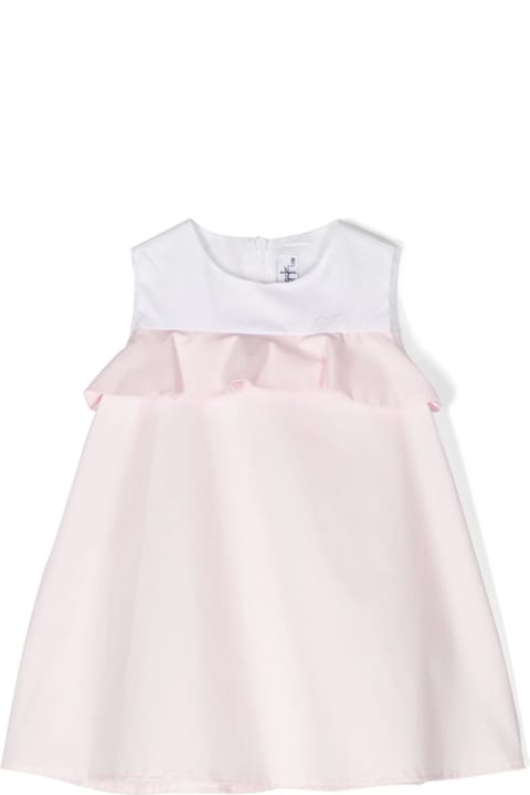 Il Gufo Kids Il Gufo White And Pink Stretch Poplin Sleeveless Dress