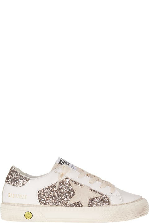 Shoes for Boys Golden Goose May Leather And Glitter Upper Suede Star Glitte