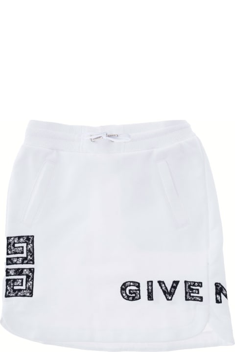 Givenchy's Cotton White Girl Short Skirt With Logo With Lace