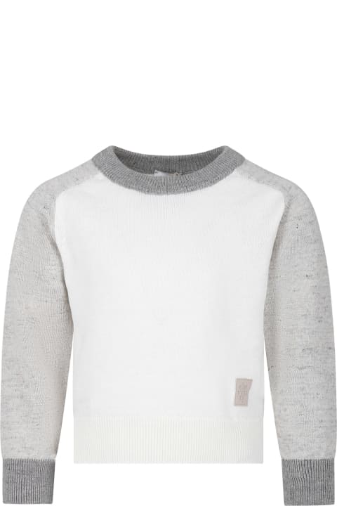 ボーイズ Eleventyのニットウェア＆スウェットシャツ Eleventy Ivory Sweater For Boy With Logo