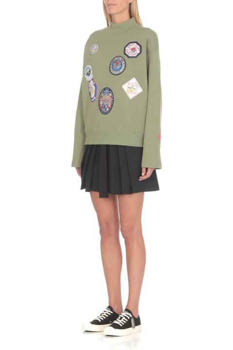Badges Patch Knitted High-neck Sweatshirt