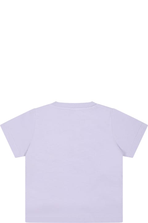 Topwear for Baby Boys Stella McCartney Kids Purple T-shirt For Baby Girl With Little Animal