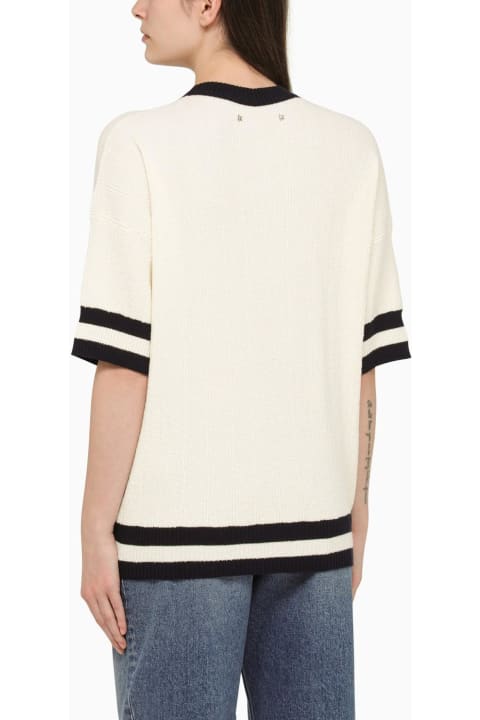 Golden Goose Sweaters for Women Golden Goose White\/ink Blue Cotton-blend Jersey