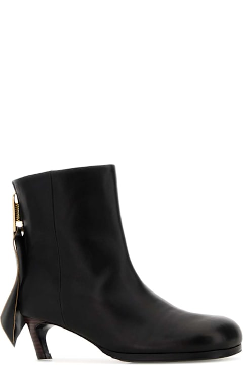 Sacai Black Leather Ankle Boots