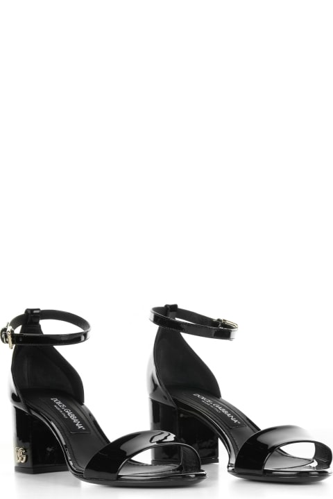 Dolce & Gabbana Women Dolce & Gabbana Leather Sandal With Strap And Mini Logo